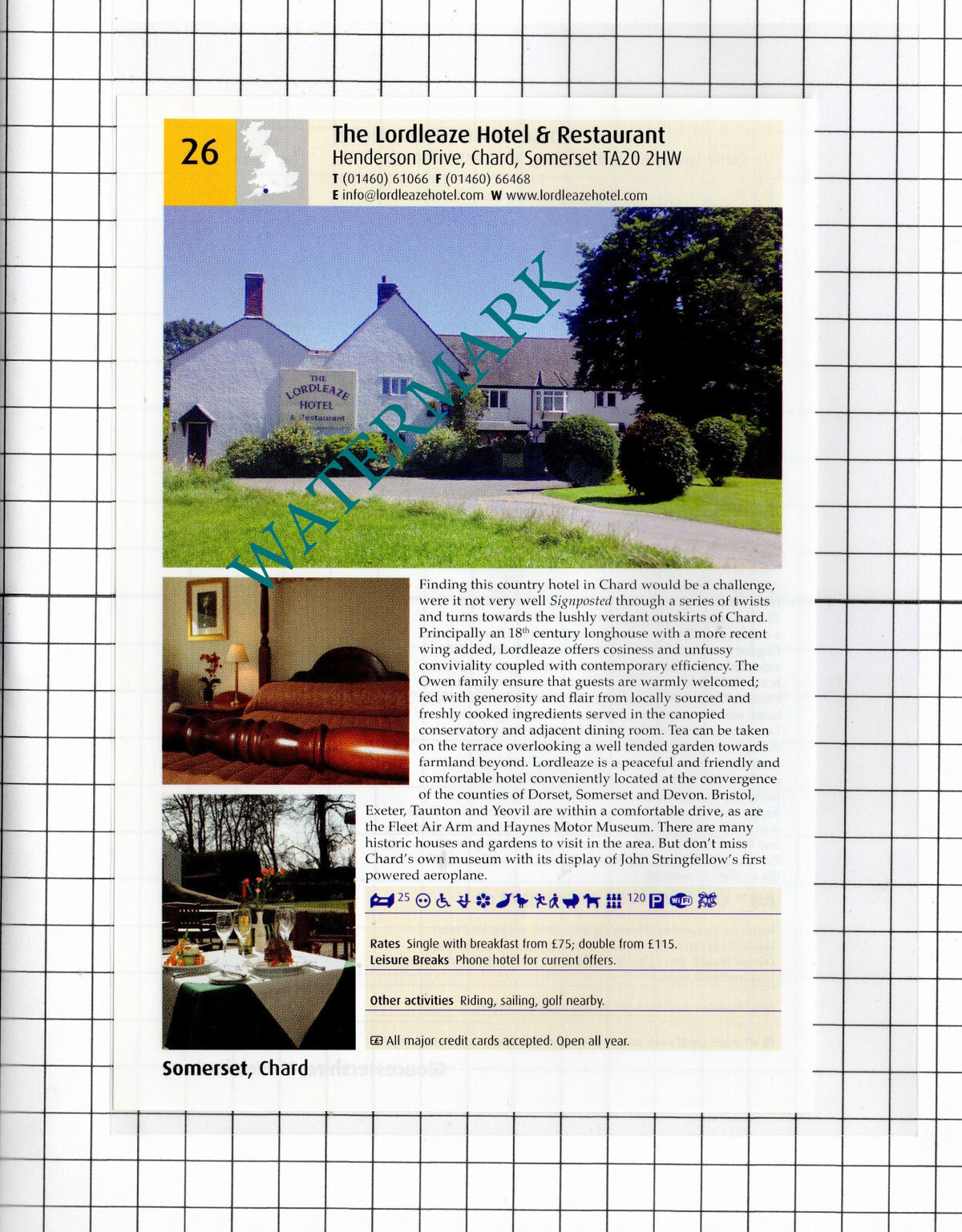 Corse Lawn House Hotel Gloucestershire / Lordleaze Hotel Chard - 2011 Advert
