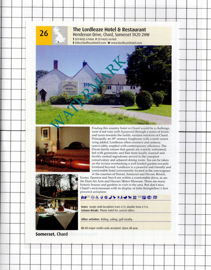 Corse Lawn House Hotel Gloucestershire / Lordleaze Hotel Chard - 2011 Advert