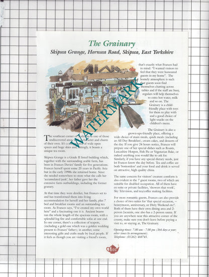 The Grainary Skipsea Grange / Wolds Tea Room Bainton Yorkshire -c.2000 Advert