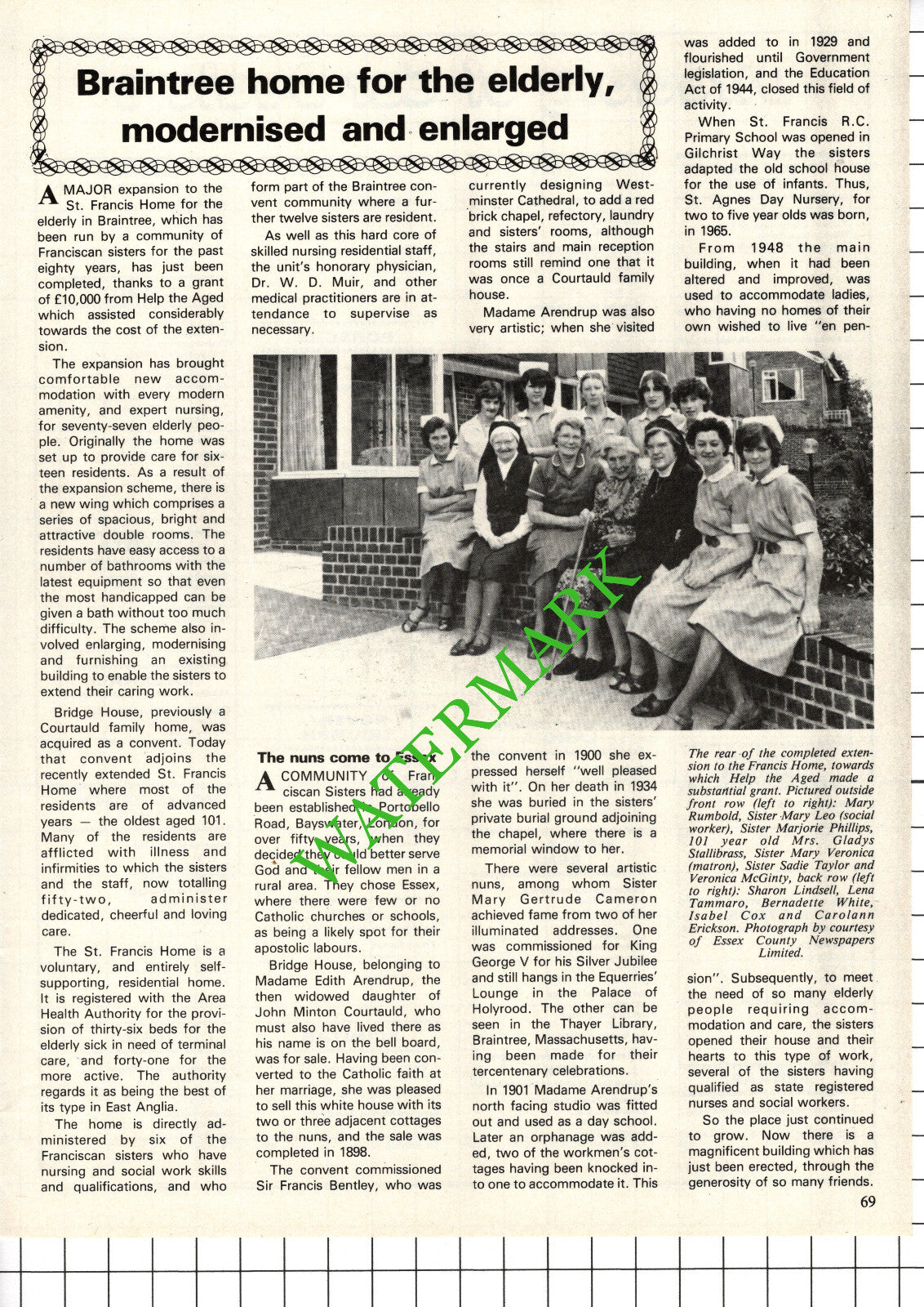 St Francis Home Braintree Essex Mary Rumbold Stallibrass Lindsell - 1981 Article