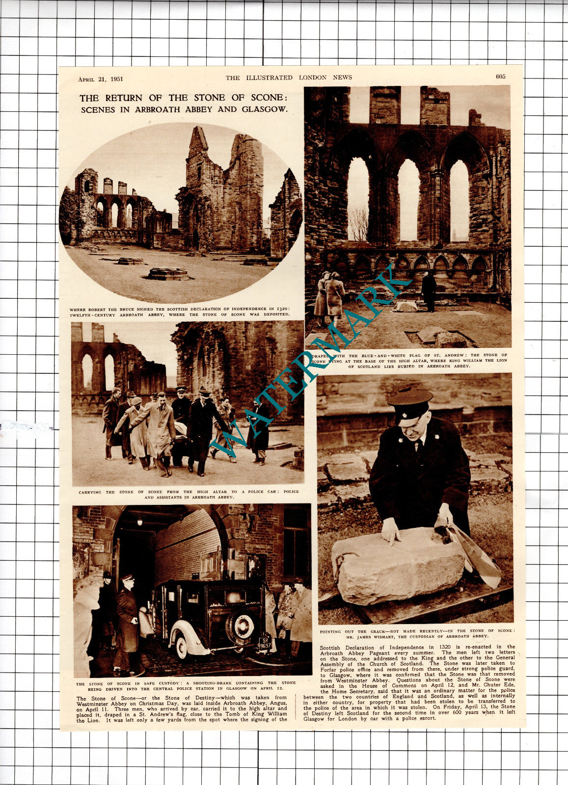 Mr James Wishart Arbroath Abbey Stone Of Scone Returned - 1951 News Clipping