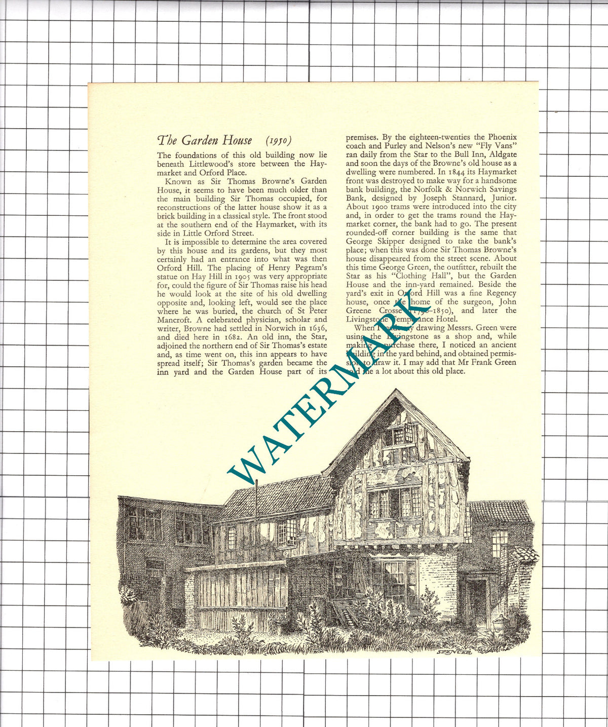 The Garden House Norwich Norfolk Sir Thomas Browne - 1970's Clipping / Print