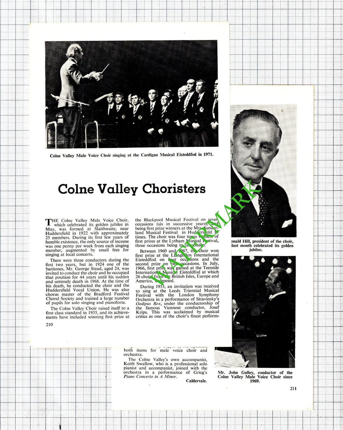 Colne Valley Male Voice Choir Choristers John Gulley George Stead - 1972 Article