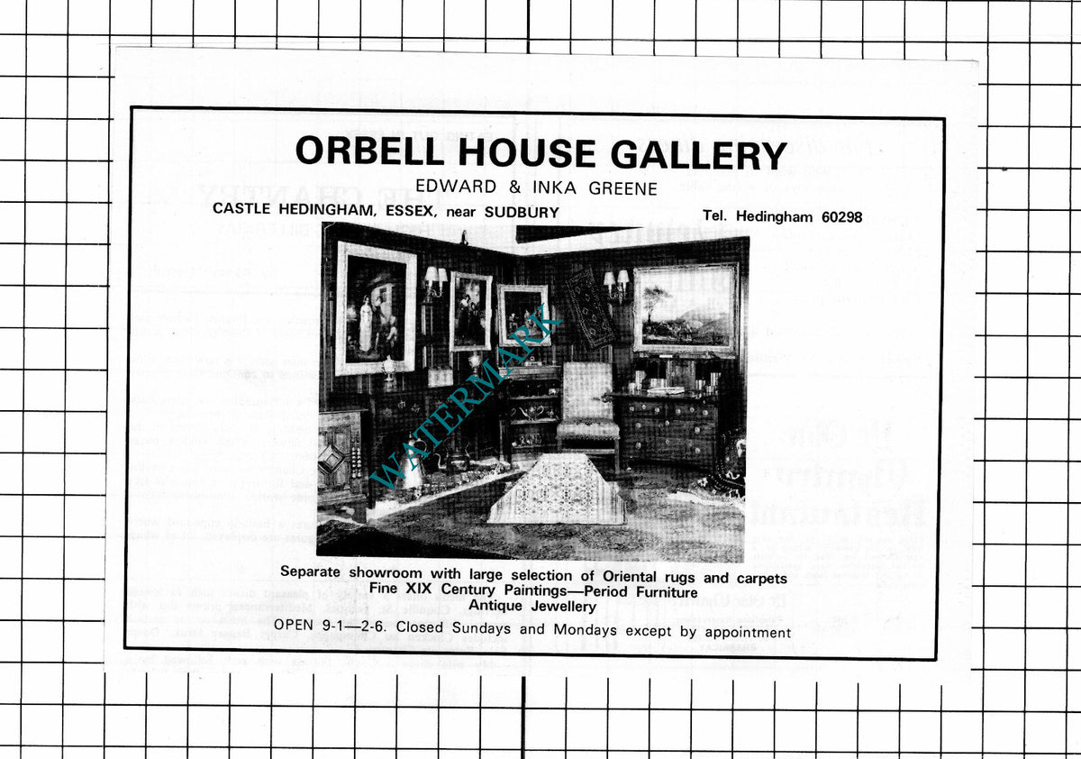 Orbell House Gallery Castle Hedingham Essex Greene Advert- 1974 Clipping / Print