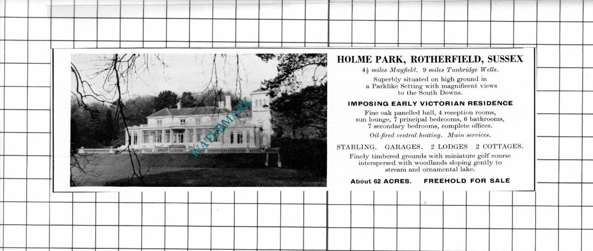 Holme Park Rotherfield Sussex House Sale Advert - 1967 Clipping
