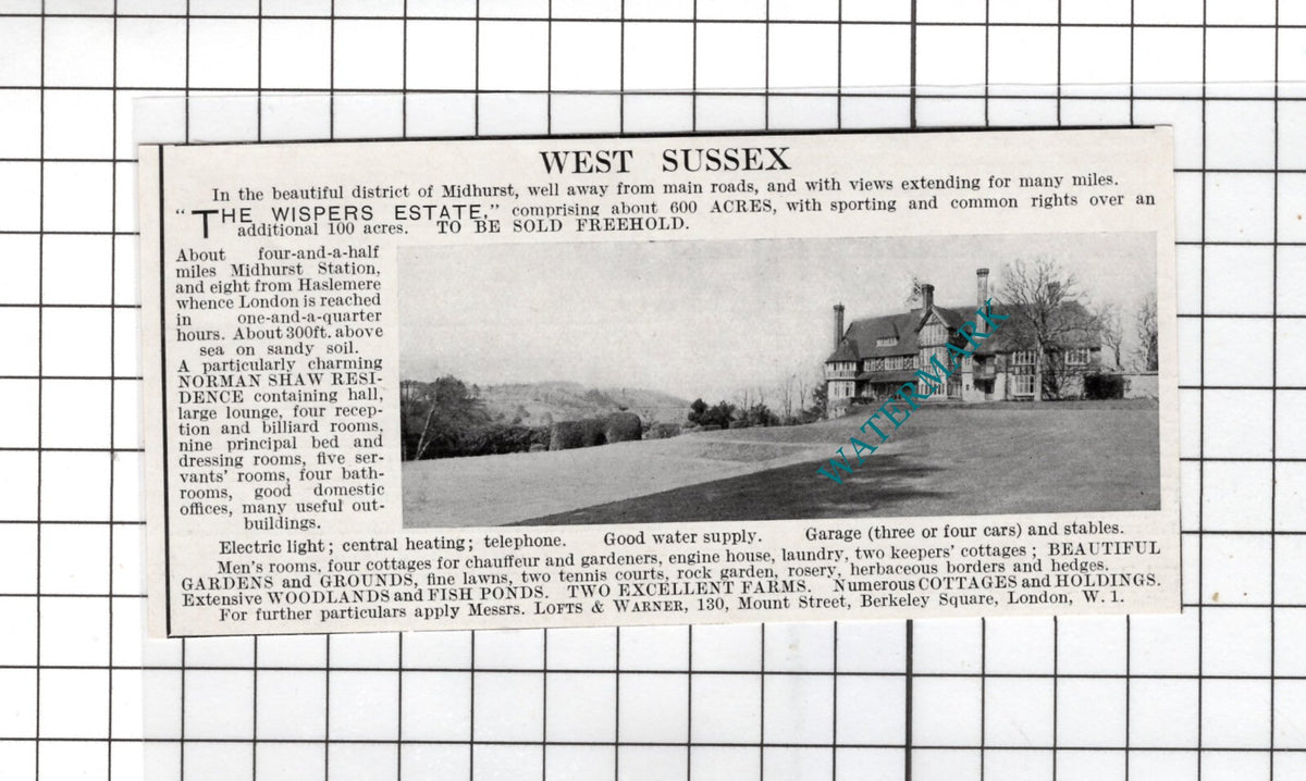 The Wispers Estate Midhurst West Sussex - 1927 Small House Sale Advert