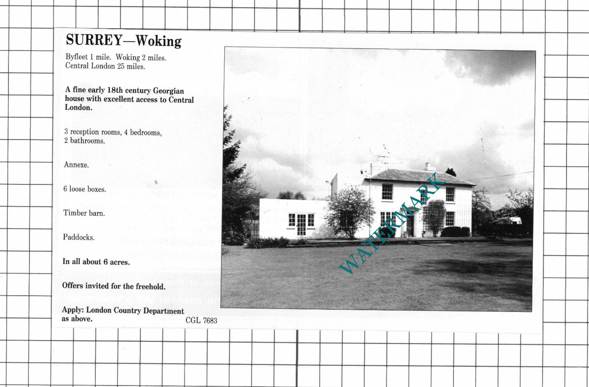 Woking Surrey Byfleet House Sale Advert - 1990 Clipping / Print