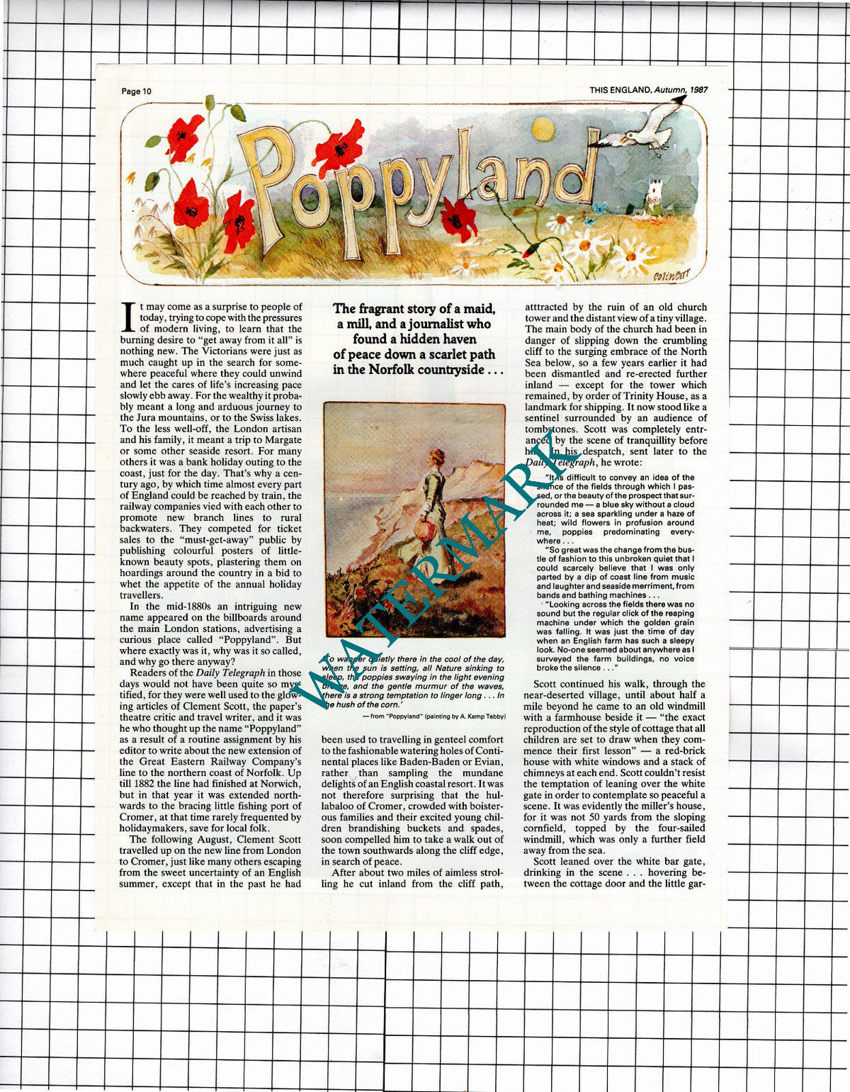 Poppyland Norfolk Clement Scott - 1987 Article / Print