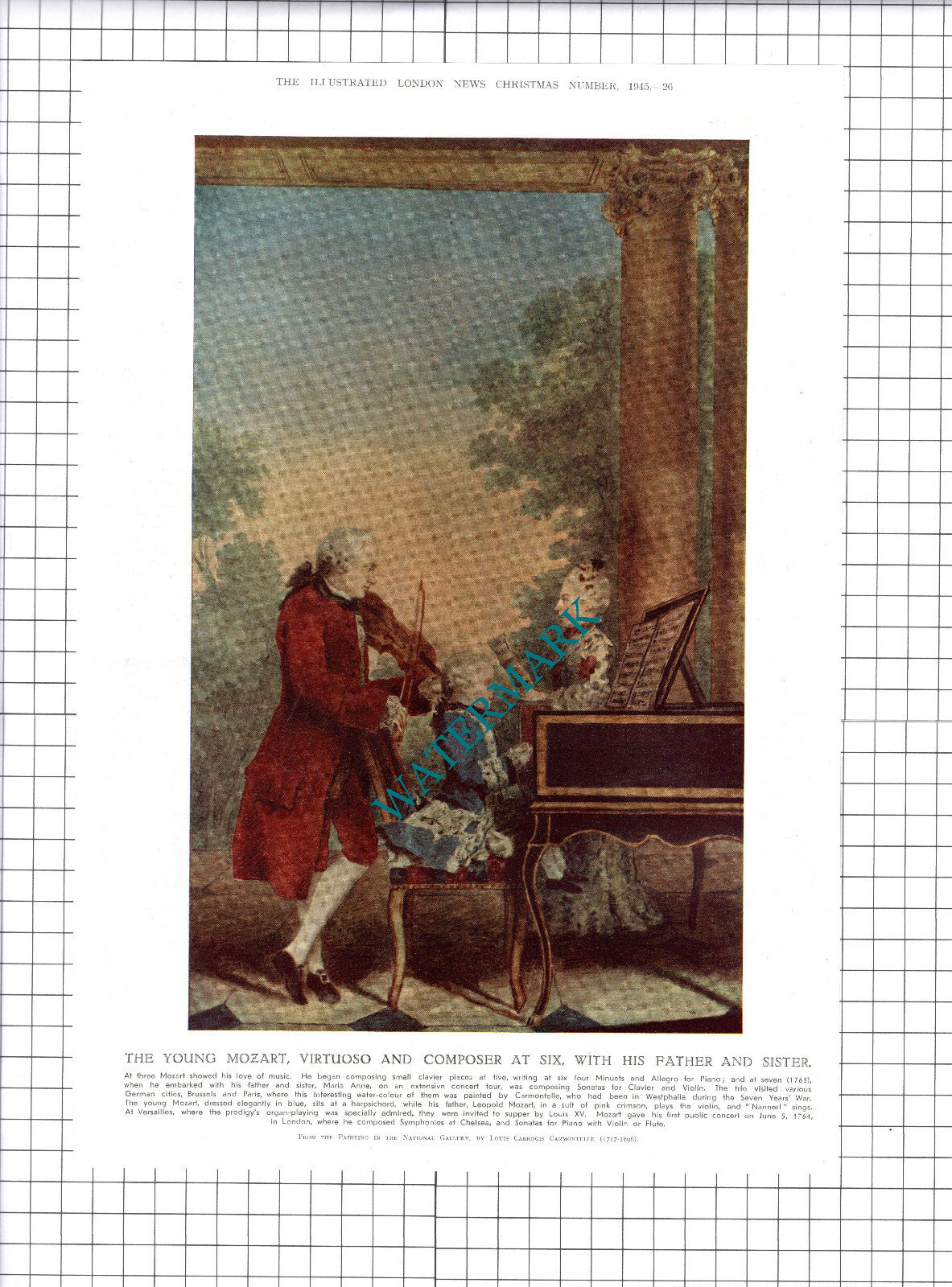 Mozart With Father And Sister - 1945 Clipping  / Print