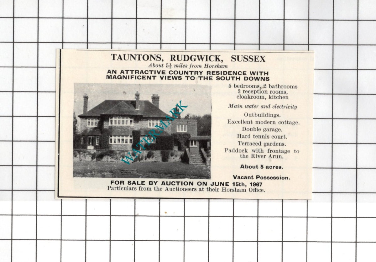 Tauntons Rudgwick Sussex  -  Small House Sale Advert - 1967
