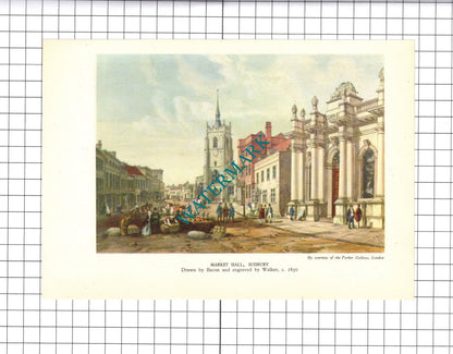 Market Hall Sudbury / Oxford William Turner - c.1945 Book Print