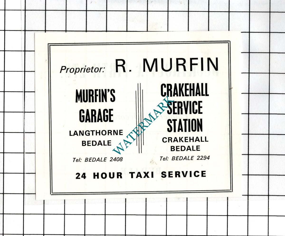 Murfin's Garage Langthorne Bedale North Yorkshire Murfin  - c.1968 SMALL Advert