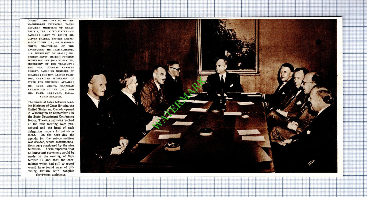 Washington Financial Talks Sir Oliver Franks Dean Acheson Bevin  - 1949 Cutting