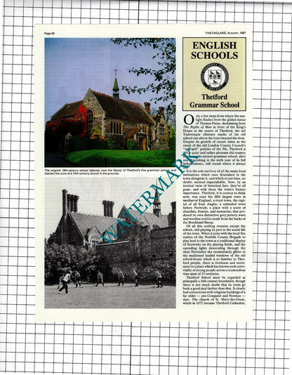 Thetford Grammar School - 1987 Article / Print
