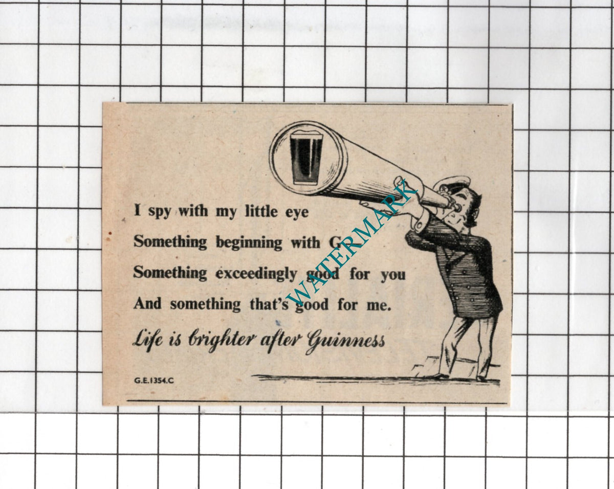 Guinness Advert Eye Spy - 1947 Small Clipping