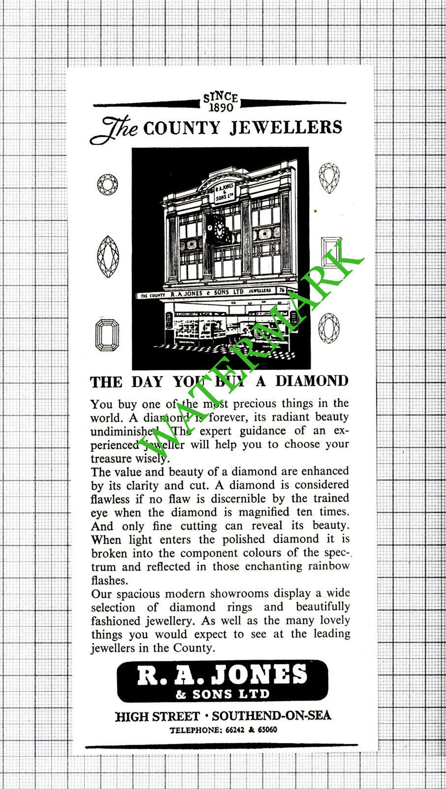R A Jones & Sons Jewellers Southend on Sea Essex Advert - 1968 Cutting