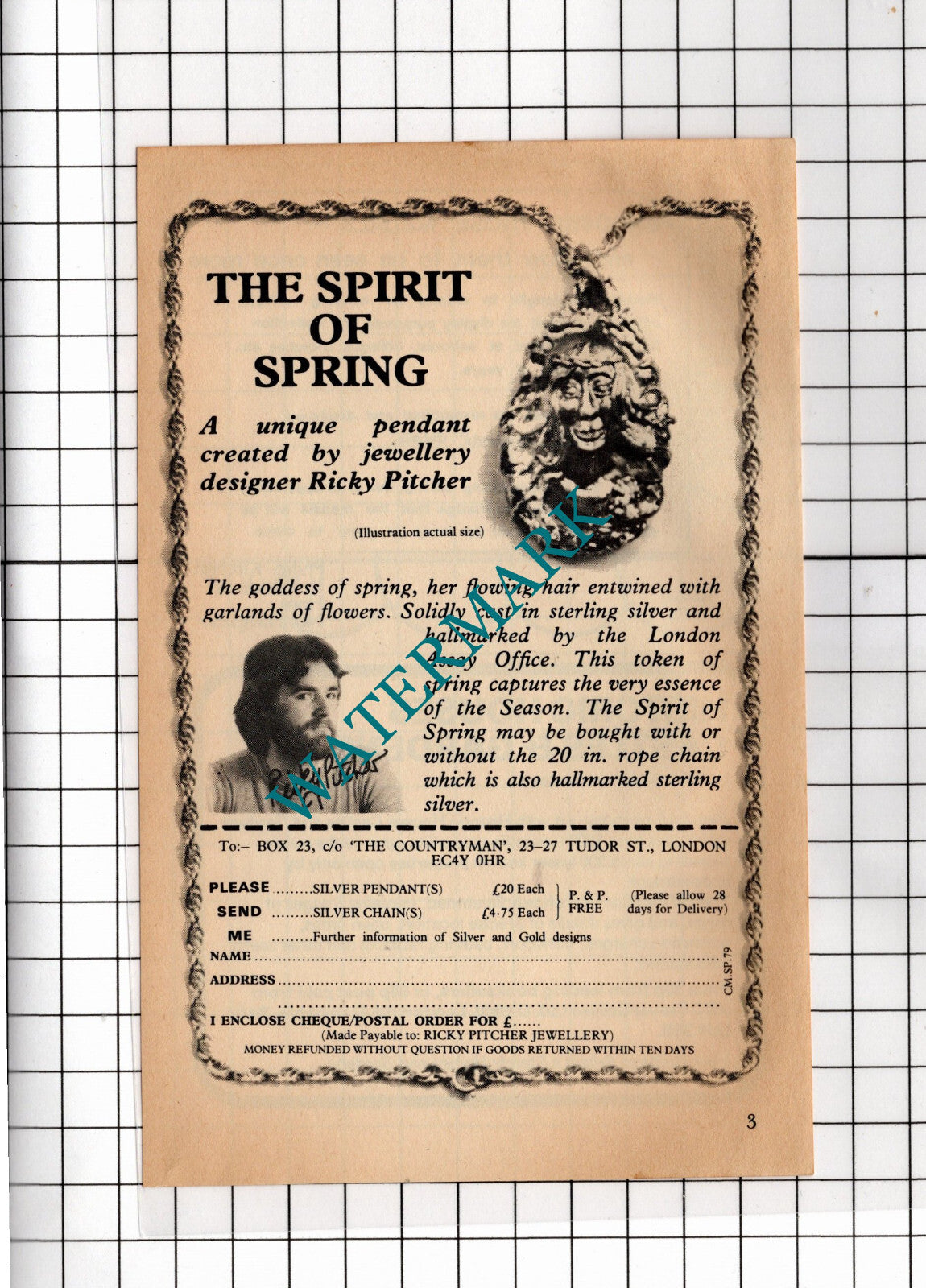Ricky Pitcher Jewellery ADVERT  - 1979 Clipping