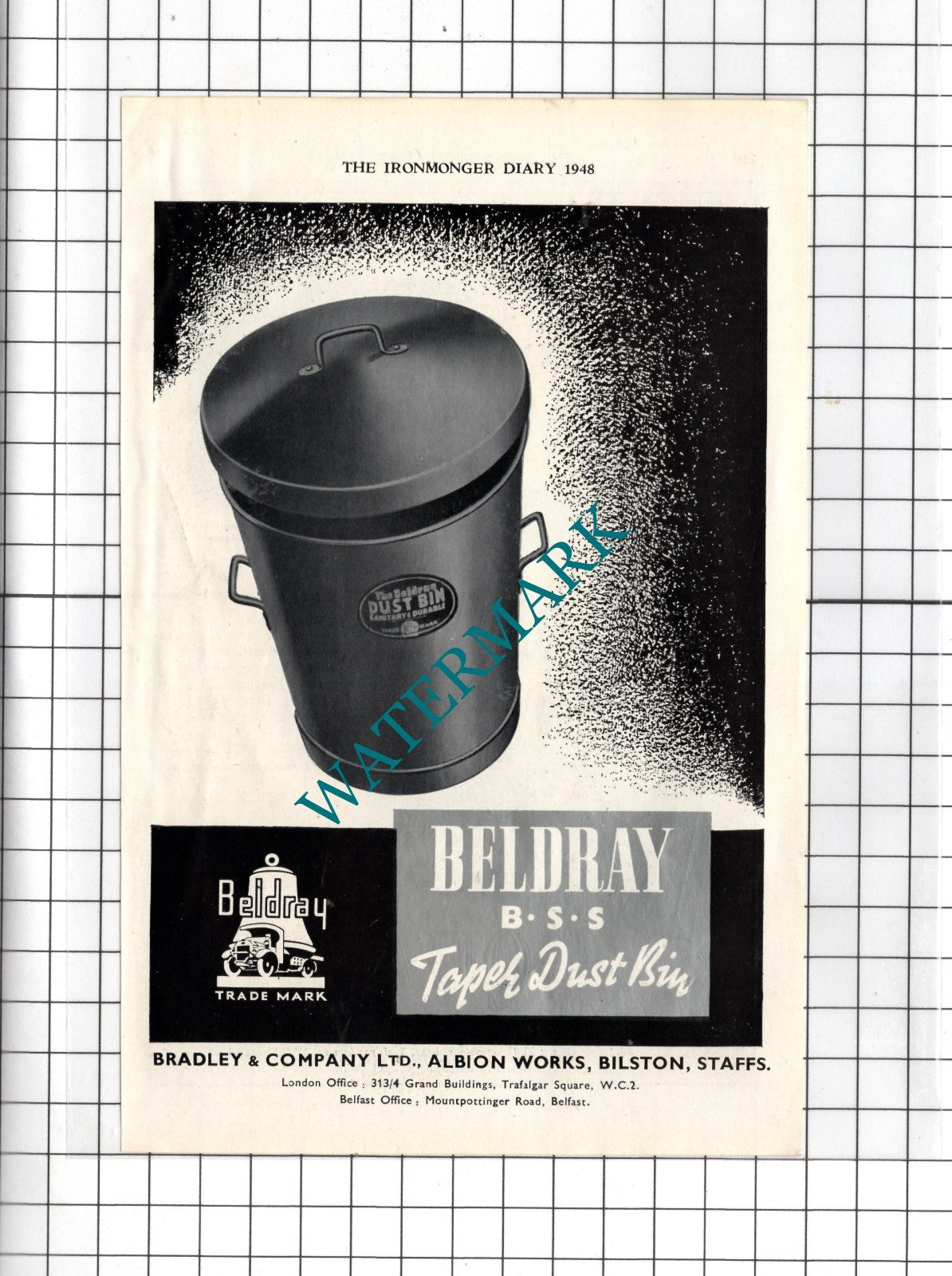 Bradley & Company Ltd Albion Works Bilston Staffs Beldray  - 1948 Advert