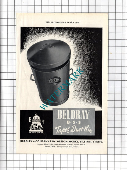 Bradley & Company Ltd Albion Works Bilston Staffs Beldray  - 1948 Advert