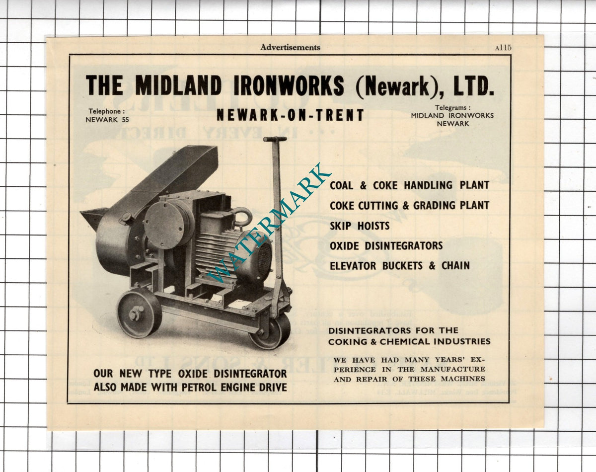 The Midland Ironworks Newark  / Samuel Cutler & Sons Ltd Gasholders  1951 Advert