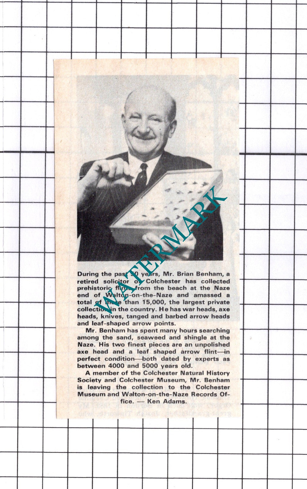 Mr Brian Benham Colchester Essex - 1976  Small Clipping / Print