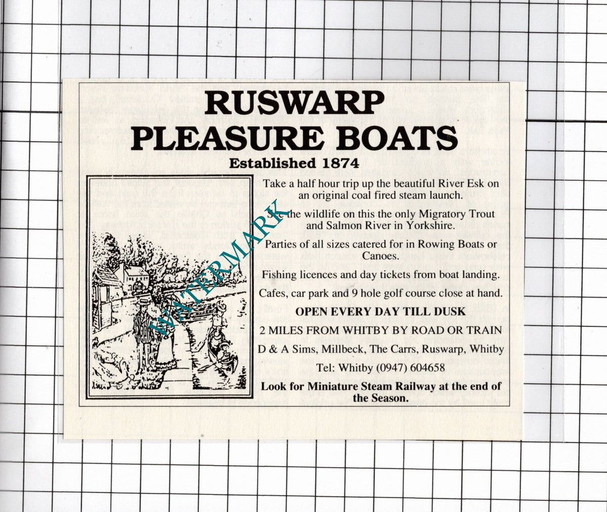 Ruswarp Pleasure Boats North Yorkshire    - 1990 Advert