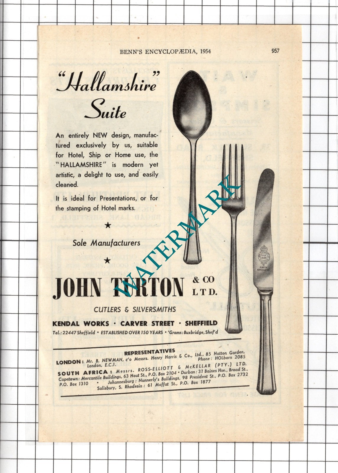 John Turton & Co Ltd Sheffield Cutlers / Waite & Simpson Sheffiled - 1954 Advert