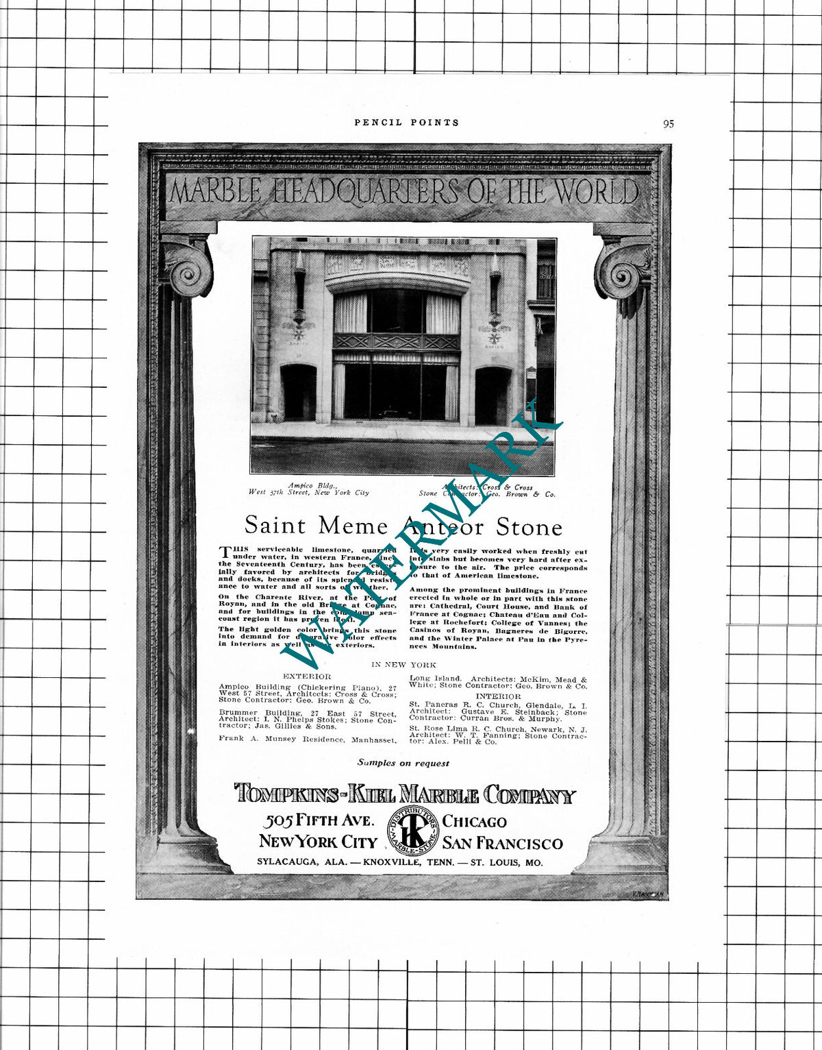 Ampico Building New York City Tompkins-Kiel Marble Co  - 1926 Advert / Print