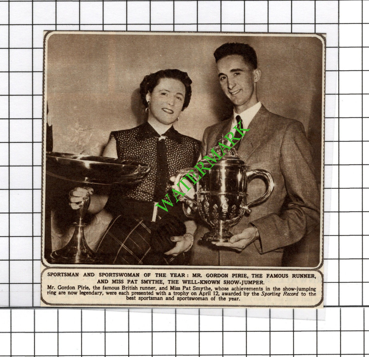 Mr Gordon Pirie Runner Pat Smythe Show Jumper Awards - 1954 Cutting