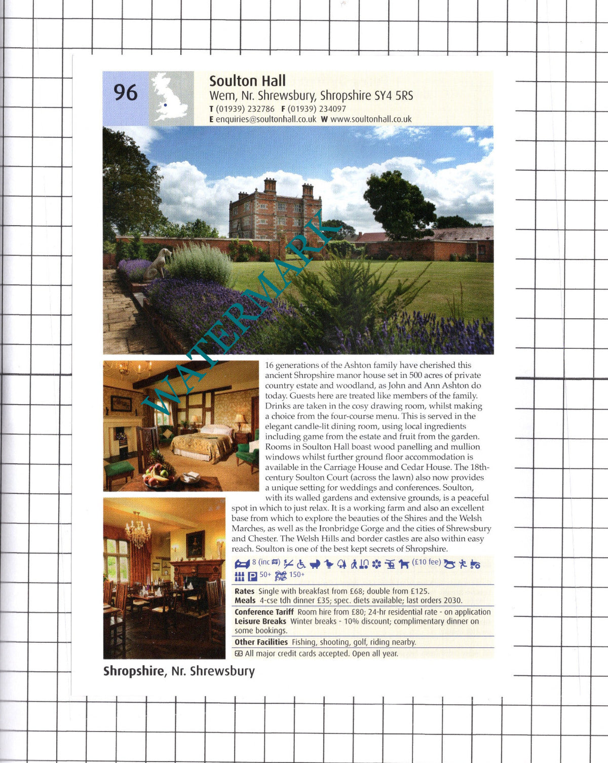 Pen-y-Dyffryn Hotel Oswestry / Soulton Hall Wem Shropshire - 2011 Advert