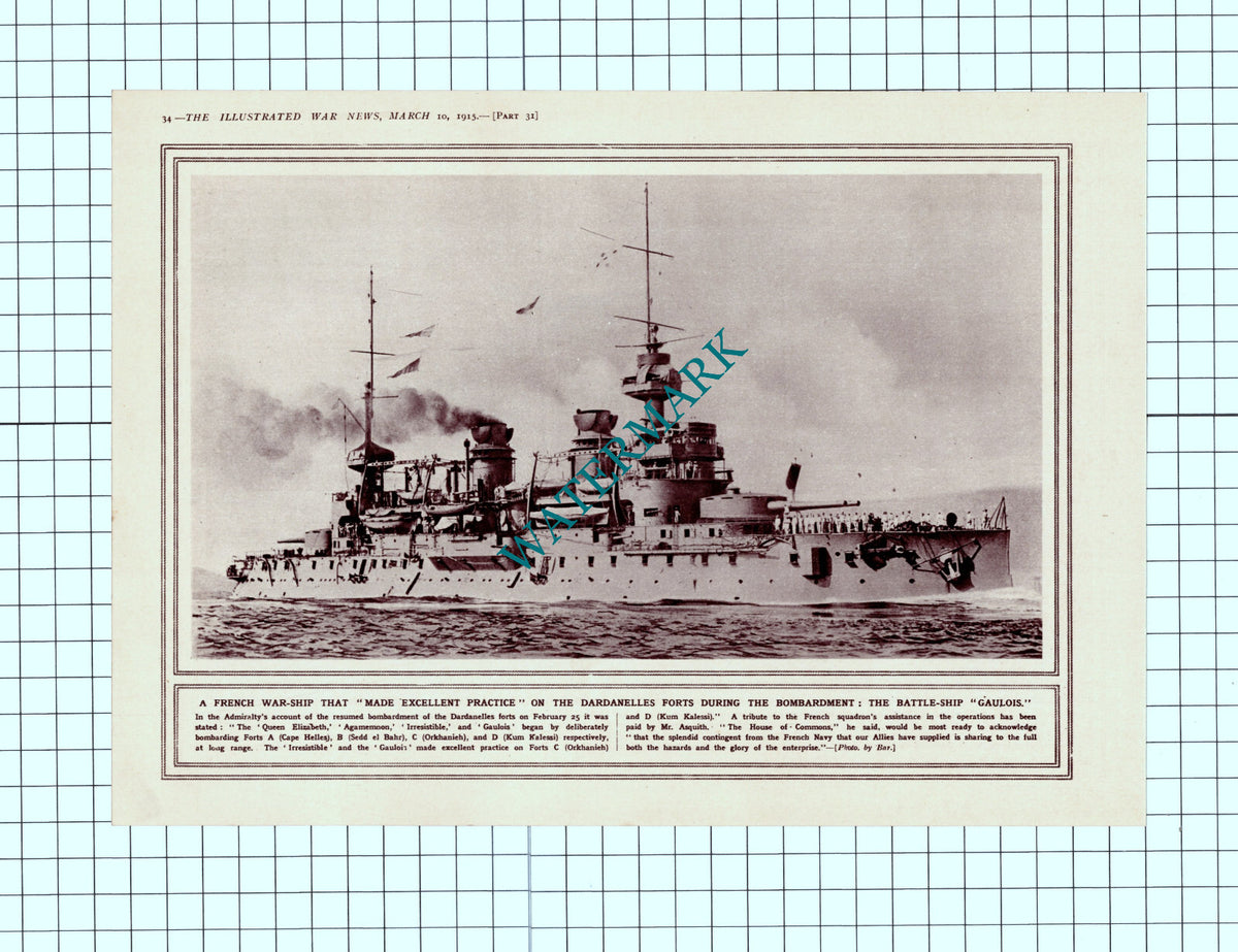 British Armoured Car WW1 Charles Jarrott / GAULOIS Ship - 1915 Clipping / Print