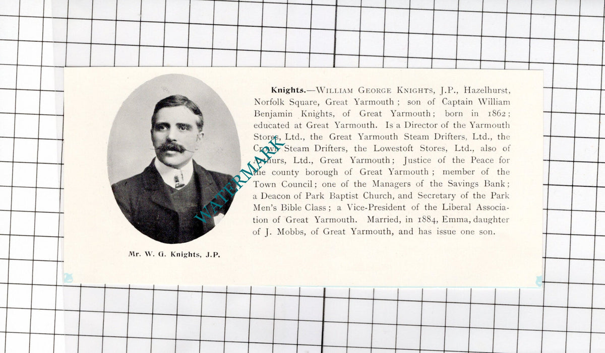 William George Knights Hazelhurst Great Yarmouth - 1911 Clipping