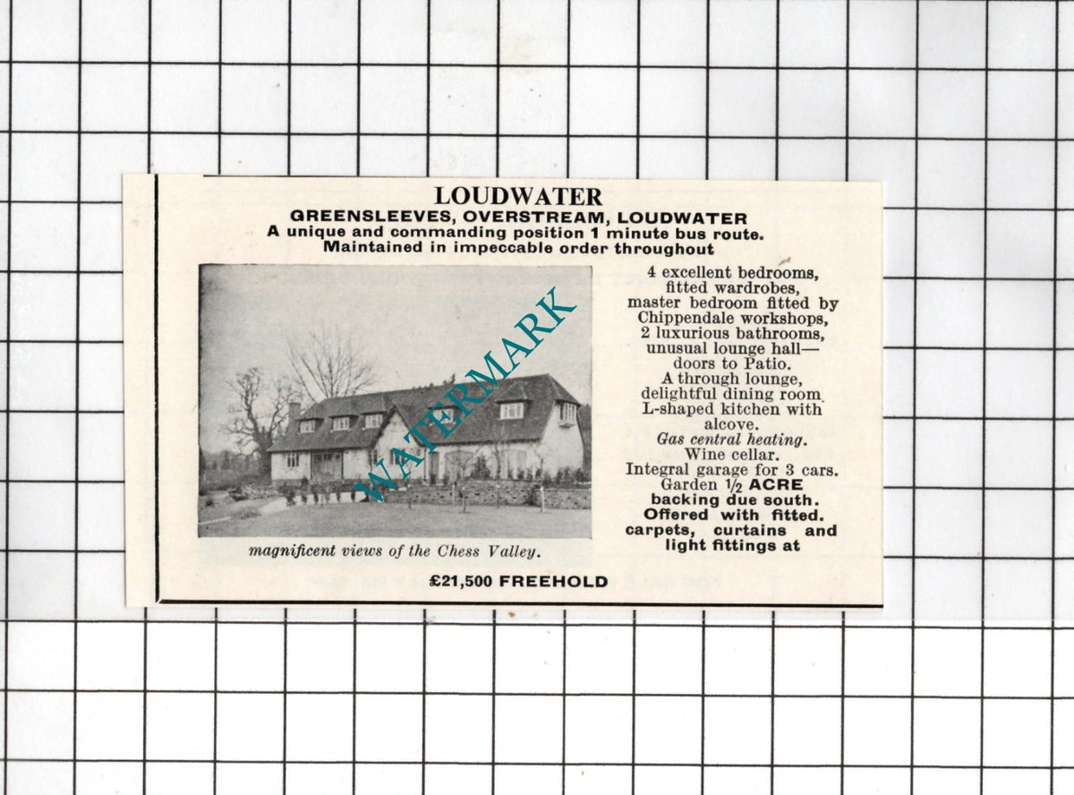 Greensleeves Overstream Loudwater Buckinghamshire  1967 SMALL House Sale Advert