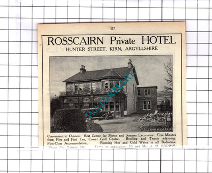Rosscairn Hotel Kirn Argyllshire / St Ives Dunoon Whinfield Advert-1939 Cutting