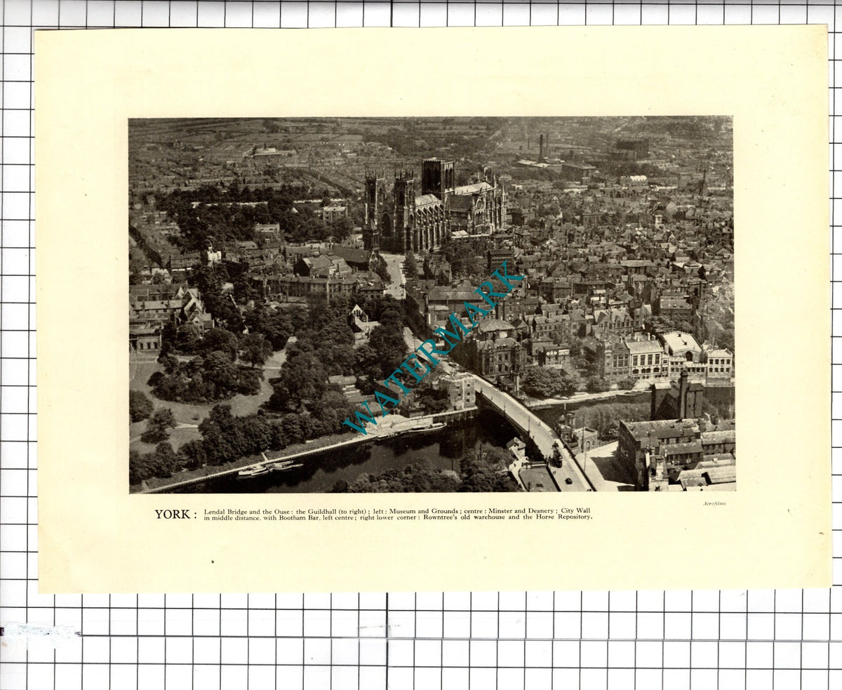 York Yorkshire Aerial View  - 1928 Clipping