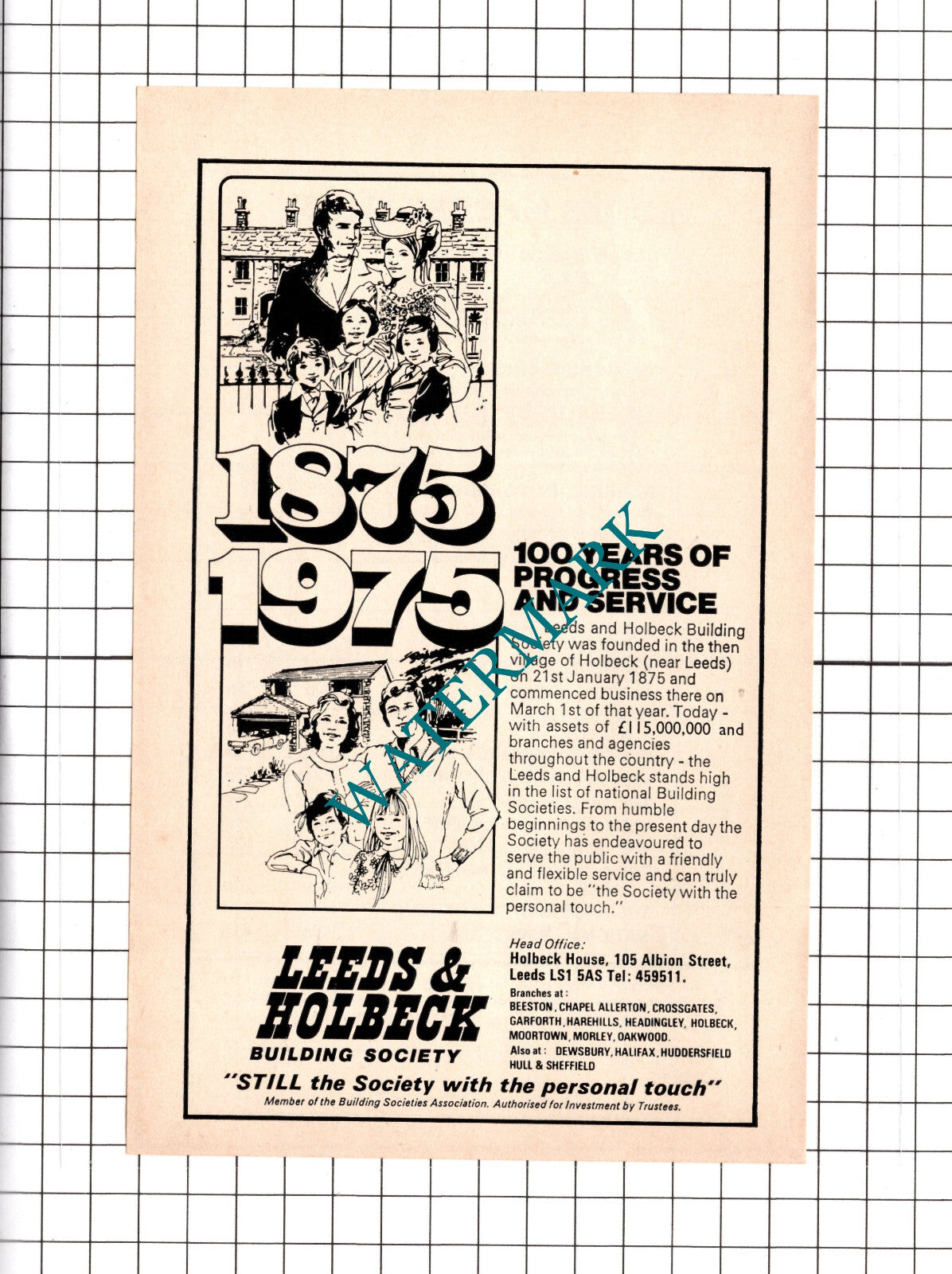 Leeds & Holbeck Building Society 100 Years  - 1975 Advert