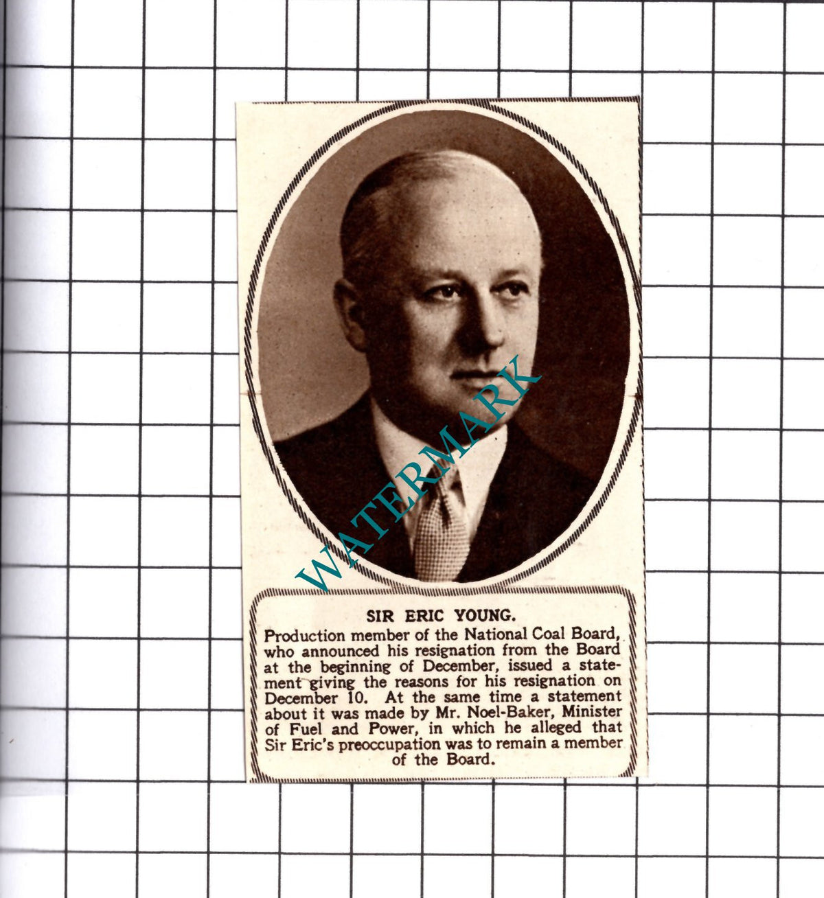 Sir Eric Young National Coal Board -  1950 Cutting