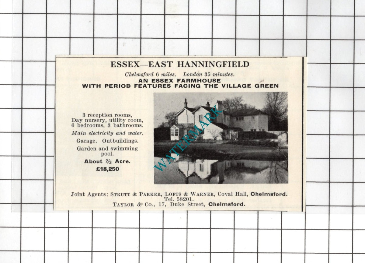 East Hanningfield Essex SMALL House Sale Advert - 1967