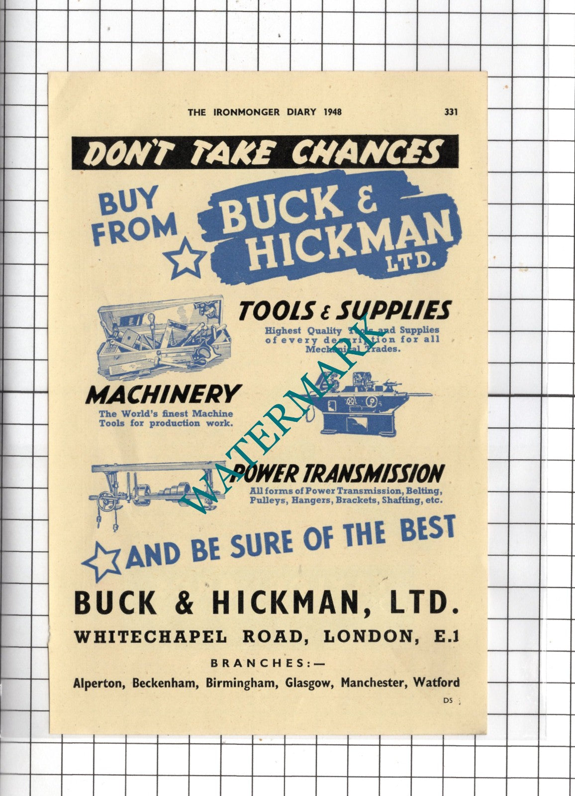 Buick & Hickman Ltd London / Taylor Bros Copenhagen Works Rochdale - 1948 Advert