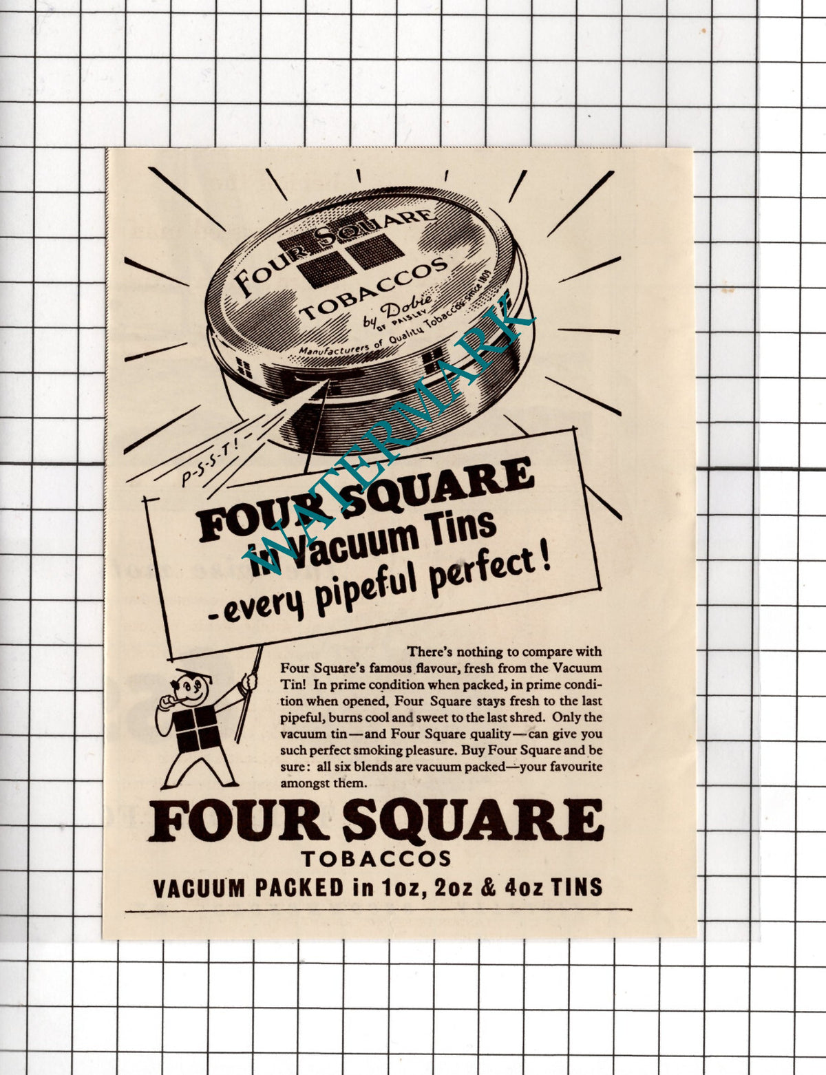 Four Square Tobacco Advert - 1950 Small Cutting
