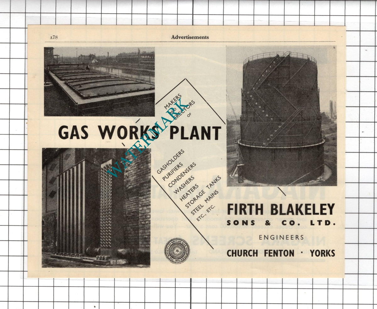 Firth Blakeley Sons & Co Church Fenton Yorks / Niagara Screens Ltd - 1951 Advert