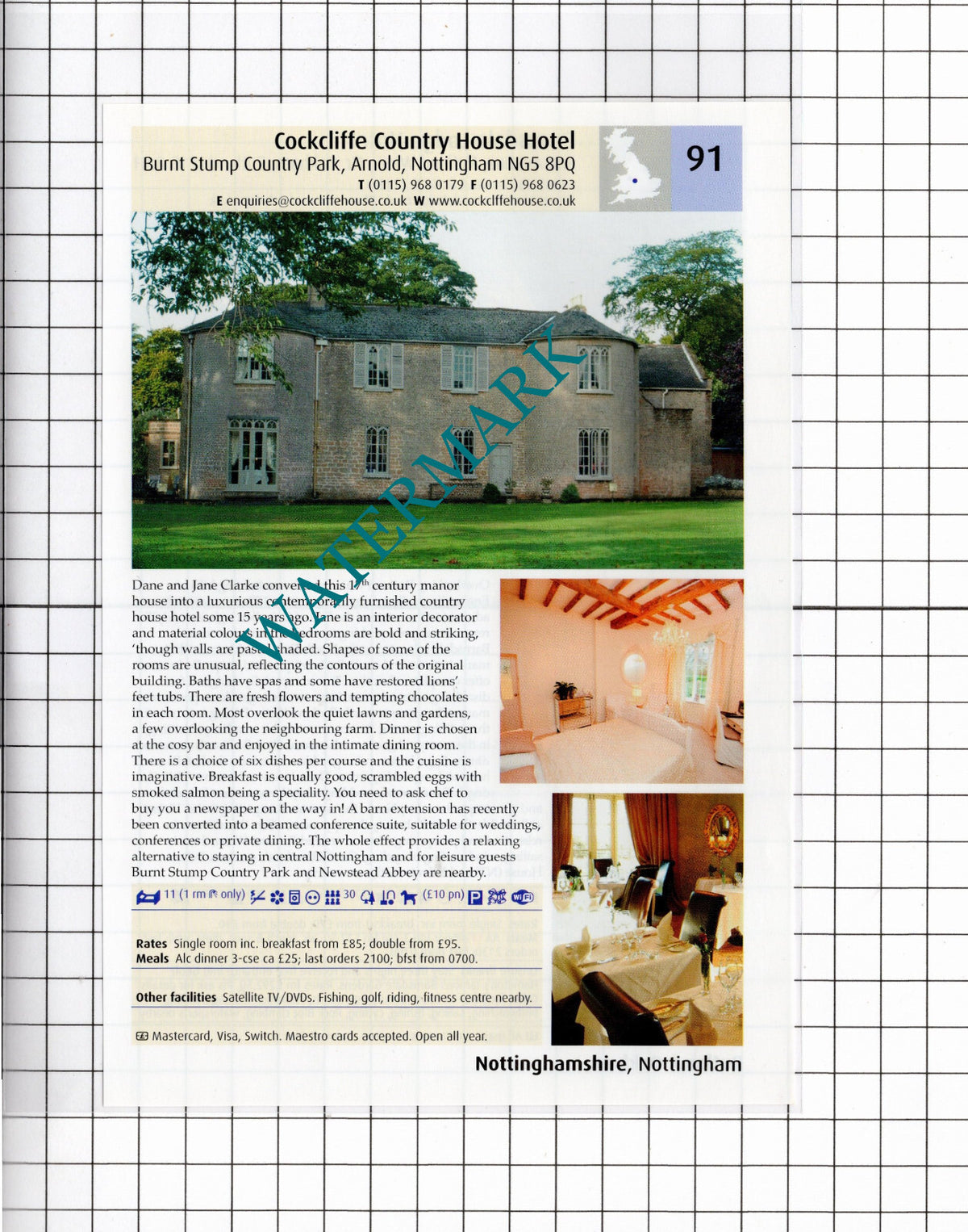 Cockcliffe Hotel Arnold Nottingham / Barnsdale Lodge Hotel Oakham - 2011 Advert