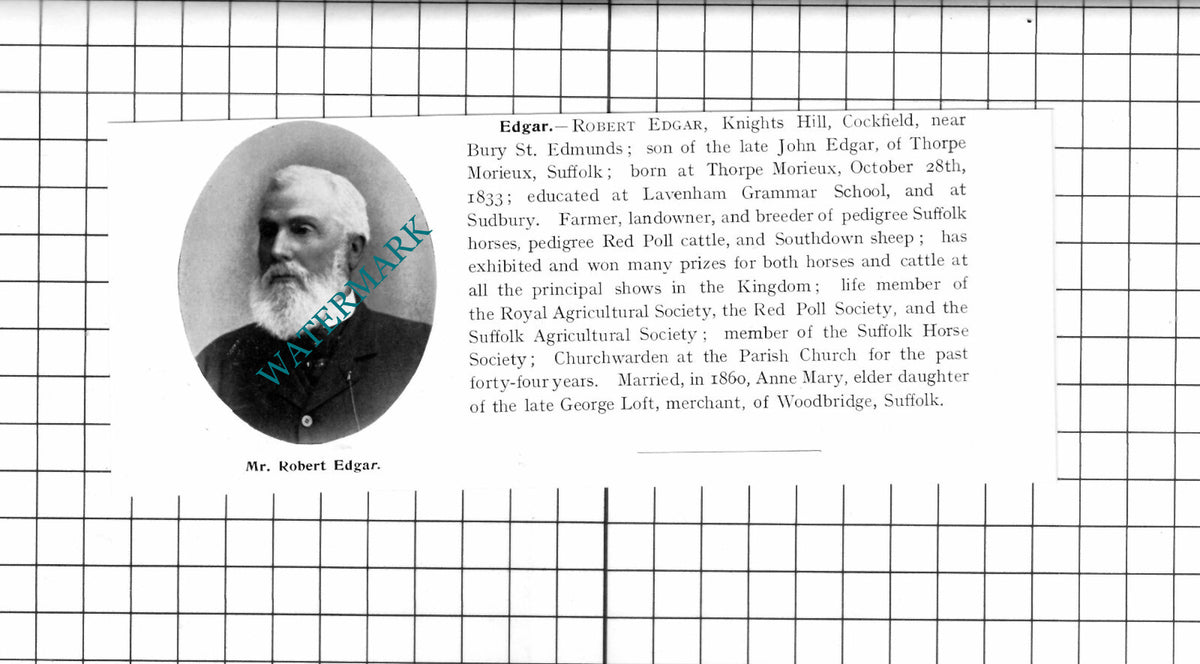 Edwin Dunn Tower Farm Middleton / Robert Edgar Cockfield Suffolk - 1911 Clipping