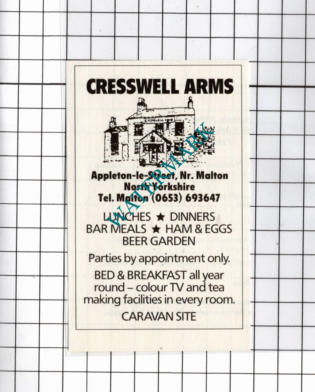 Cresswell Arms Appleton-le-Street North Yorkshire - 1990 Small Advert