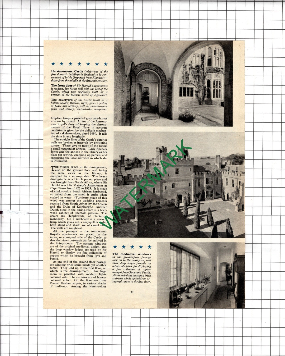 Sir Harold Spencer Jones Herstmonceux Castle  Astronomer Royal - 1955 Article