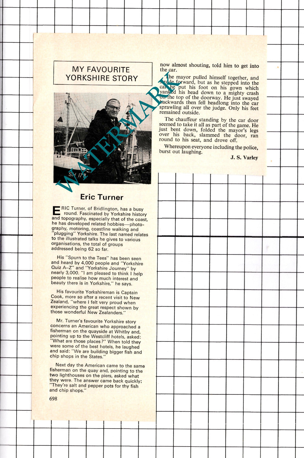 Mr Eric Turner Bridlington Yorkshire - c.1975 Small Clipping / Print