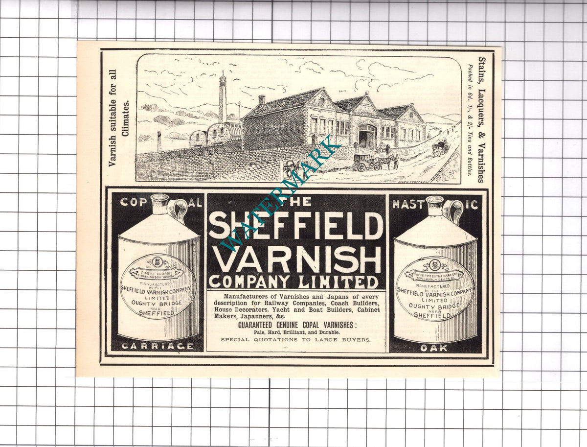 The Sheffield Varnish Company Ltd - 1887 Advert / Print