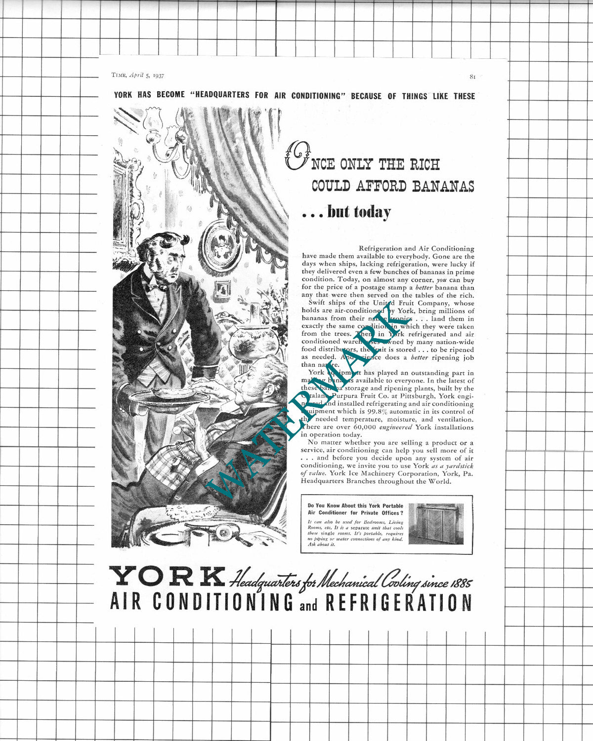 York Ice Machinery Corporation York Pennsylvania ADVERT - 1937 Clipping / Print