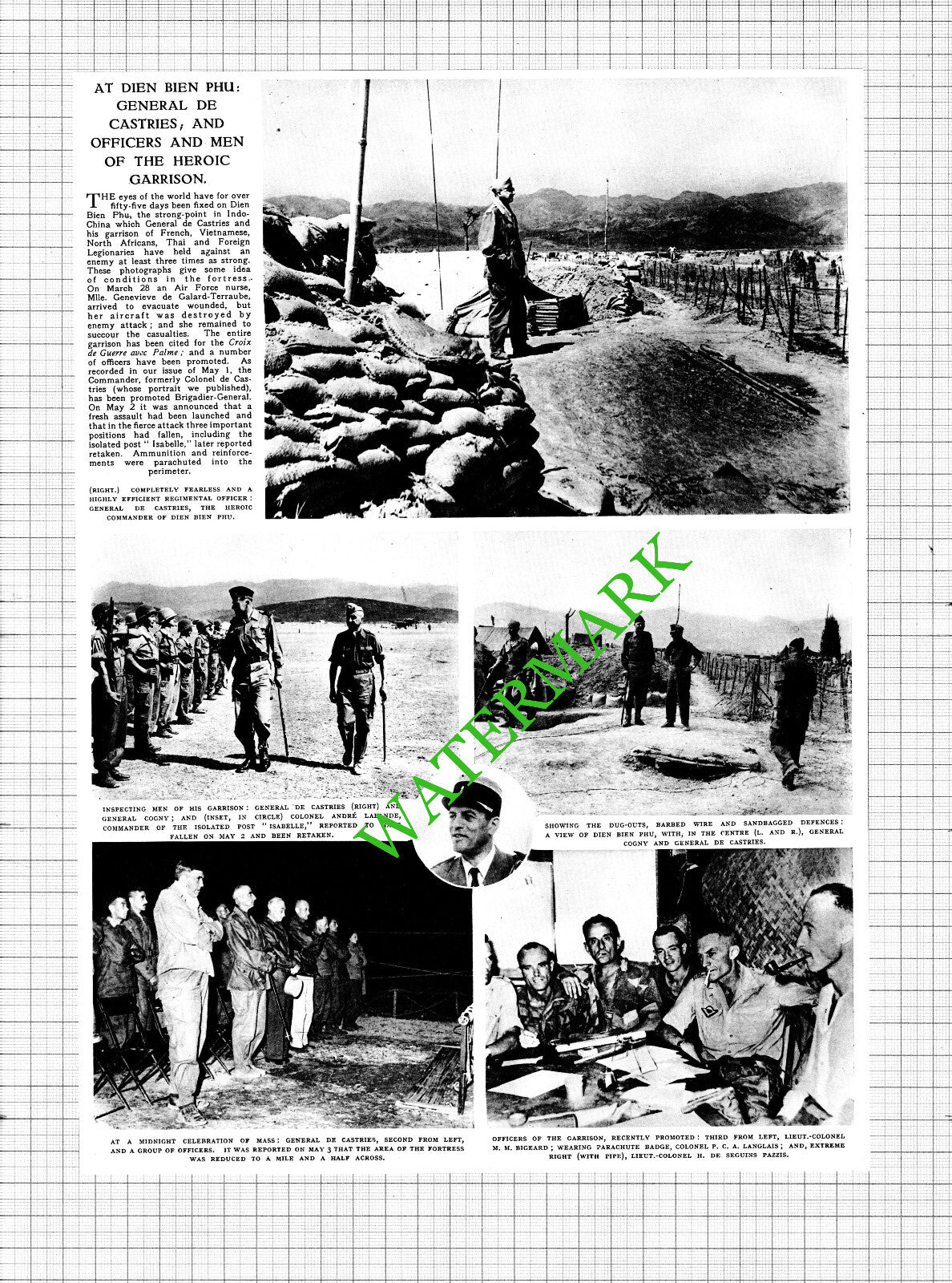 Dien Bien Phu General De Castries - 1954 Cutting / Print