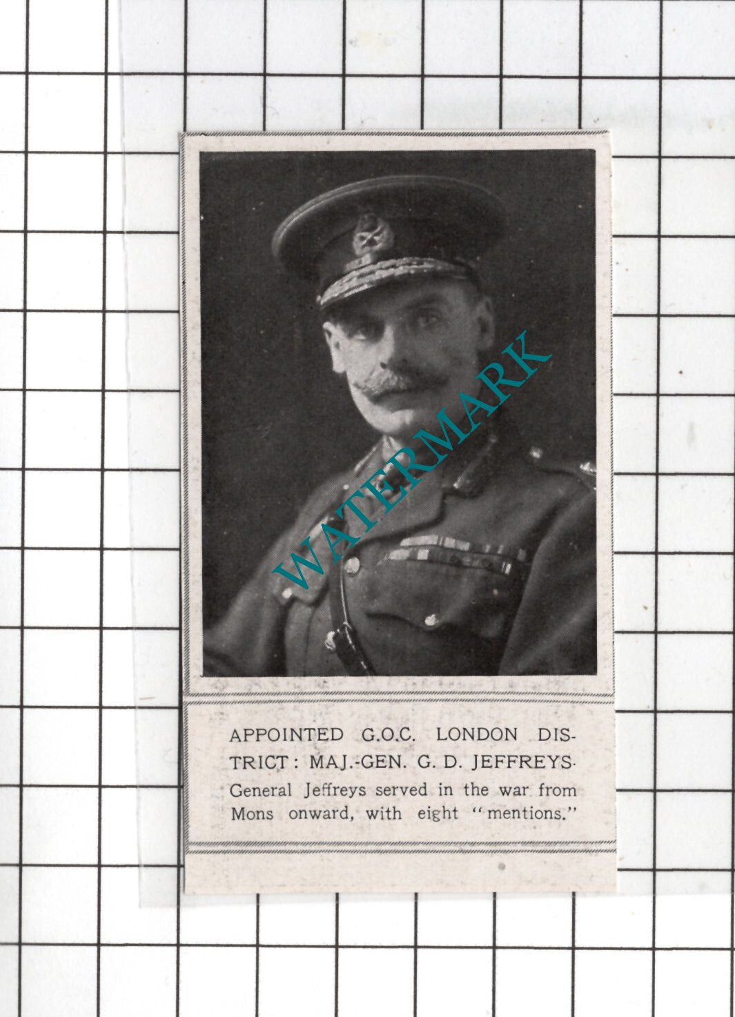 Major General  G D Jeffreys  - 1920 SMALL News Clipping